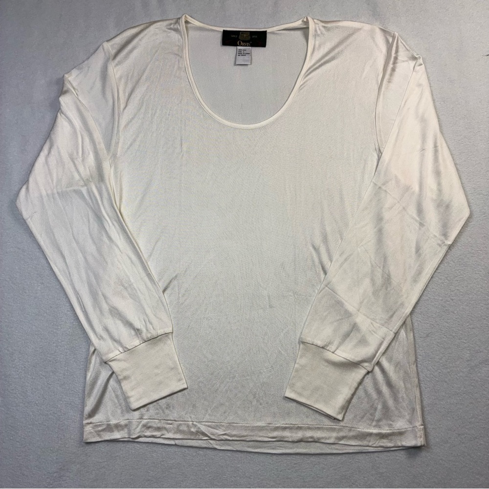Orvis 100% Silk Base Layer Top Womens Large Long Sleeve Hiking Outdoor Gorpcore